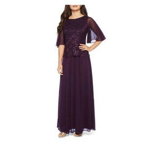 Onyx Women's Gown 16 Wedding Event Purple Dress 16